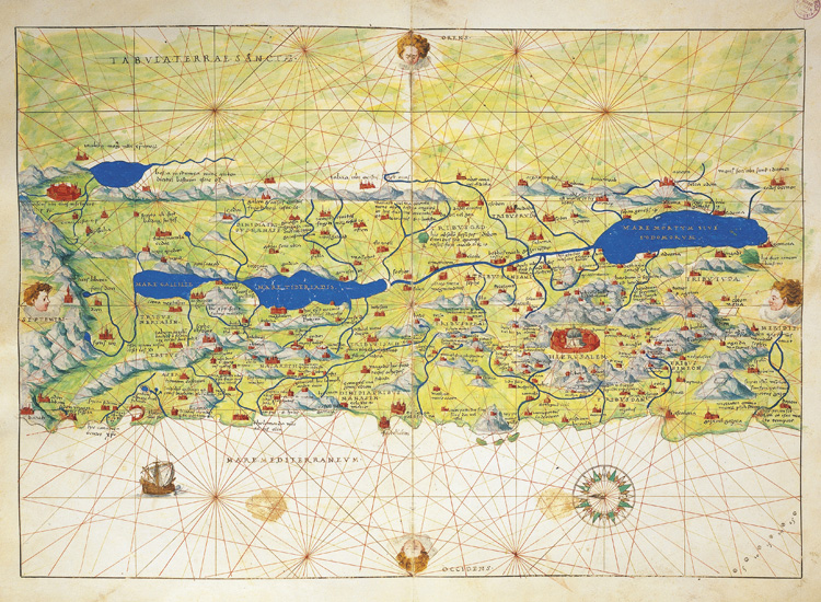 Battista Agnese, Atlante del mondo in trentatré mappe. Terrasanta (1553). Venezia, Museo Correr (DeA/Scala)